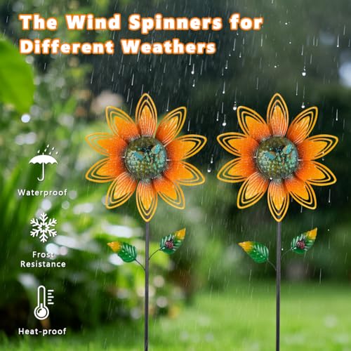 2 Pack Sunflower Wind Spinner (Sunflowers)