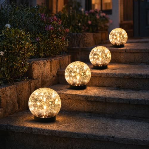 4 Pack 3.9" Solar Garden Lights Outdoor Waterproof (4 Pack / Warm White)