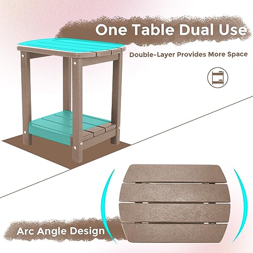 Adirondack Square Outdoor Side Table (Teak / a:Oval 2-Tier)