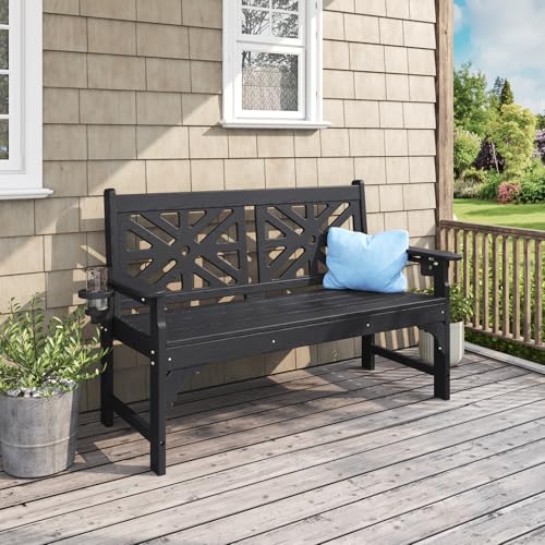 Oversized Outdoor Bench Set of 2 (Black / 2pcs)