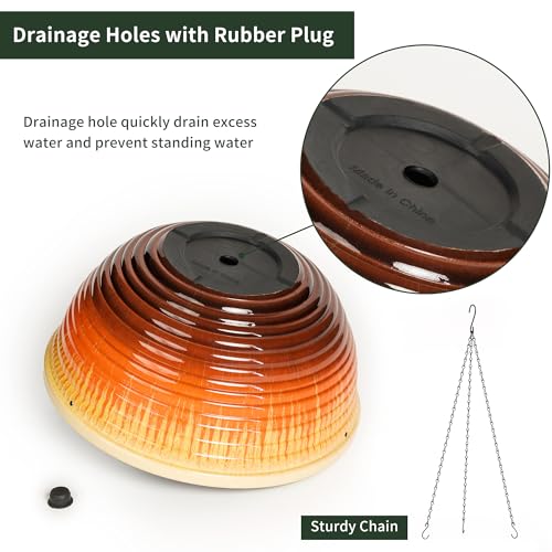 12 inch Large Hanging Planters with Drainage Hole