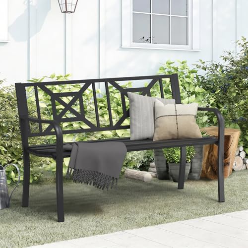 Patio Garden Bench (Black / Geometric)