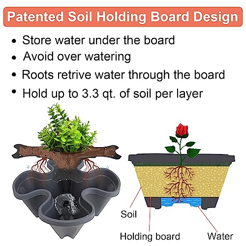Stackable Planter (Dark Gray / 7Tier-2 Pack)