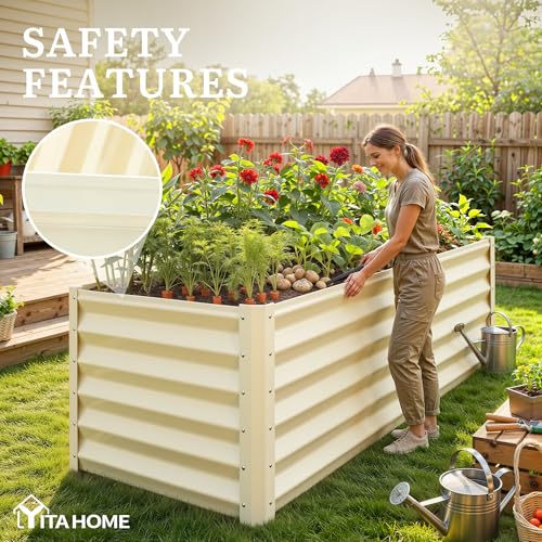 6x3x3ft Galvanized Raised Garden Bed (6x3x3ft / Cream Yellow)