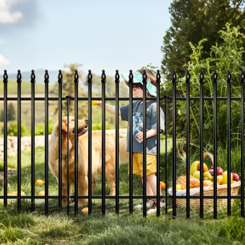 42" H x 12.5Ft Metal Garden Fence (Black / 42″ H x 12.5 ft (5 Panels))