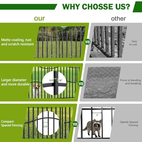 Garden Metal Fence 32" H x 22.5'L Decorative Dog Outdoor Yard Panels (32 in(H))