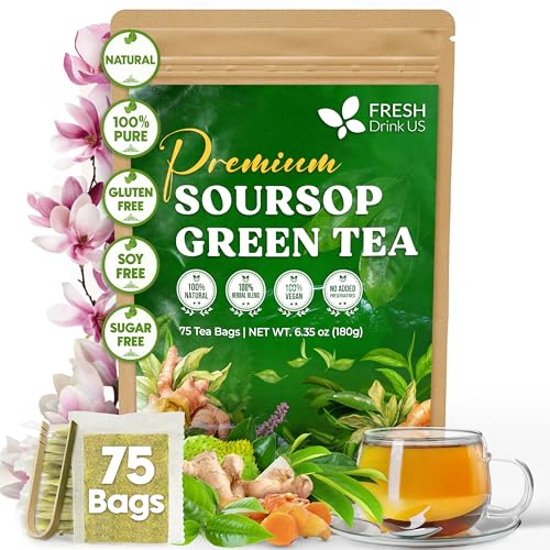 Premium 75 Bags Soursop Green Tea (75 Count)