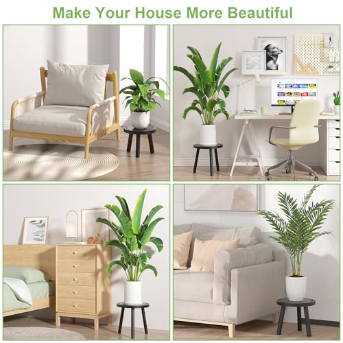 3 Pack Wood Plant Stands Indoor (Black / 3 Pack)