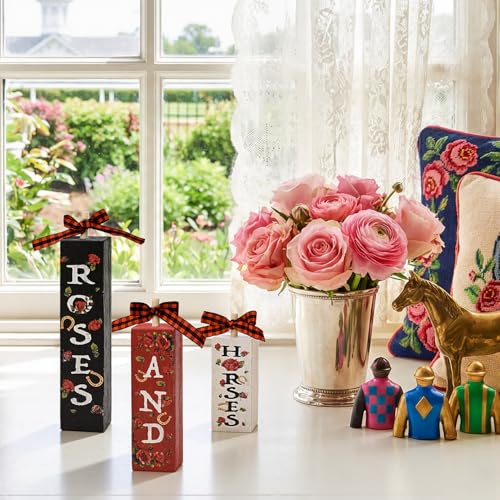 Smile Horses and Roses Wooden Block Decor Set (Horse)