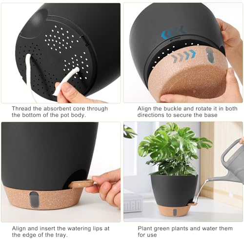 Self Watering Pots for Indoor Plants (Black-small)