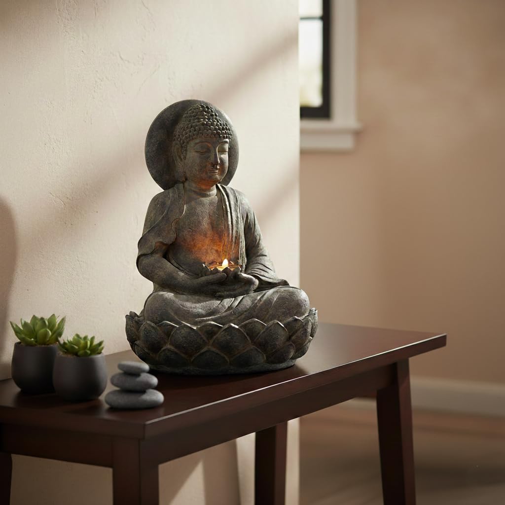 Buddha Zen Statue Water Fountain (Gray)