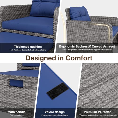 5 Piece Patio Furniture Set (Grey-blue / 5 Piece)