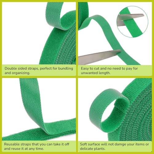 Plant Ties Hook and Loop Garden Tapes 1 (1/2 Inch x 32 Feet / Green)