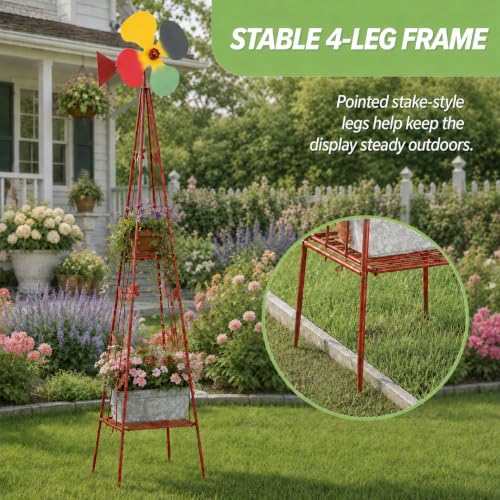 6FT Windmill for Yard Garden Decoration (Red)
