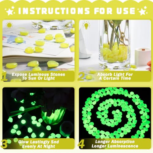 150 PCS Glow in The Dark Rocks (Yellow/150 pcs / 2.5x2x0.5cm)