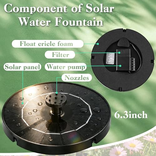 Solar Fountain for Bird Bath 3.5W Solar Powered Water Fountain Pump (Solar Water Fountain 3.5w)