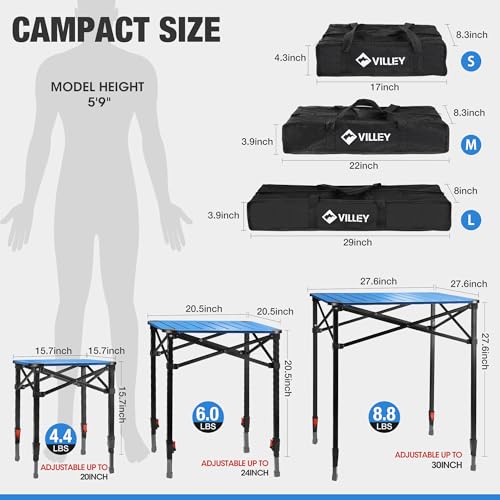 Folding Camping Square Table (Blue / Small)