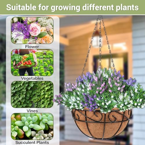 2 Pack 12 inch Metal Hanging Baskets for Plants Outdoor (2 Count)