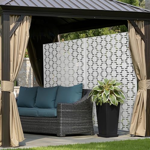 71" H Metal Privacy Screen Outdoor (71"H×47"W / White Square)