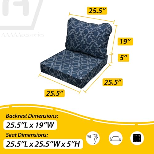 Outdoor Chair Cushions (Slate Blue Vine Trellis / 25.5"x25.5"x5" / 25.5"x19")