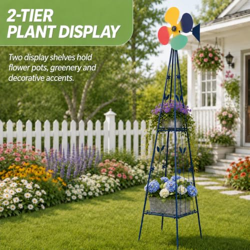 6FT Windmill for Yard Garden Decoration (Dark Blue)