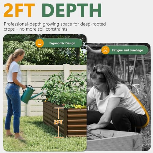 8x4x2ft Raised Garden Bed Outdoor (Brown / 8x4x2 FT-4PC)