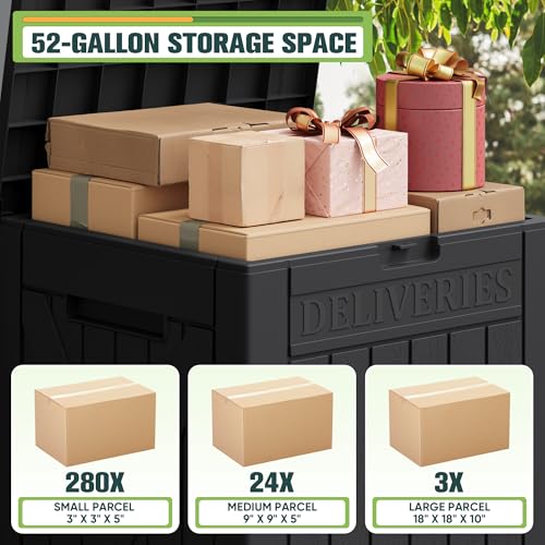 52 Gallon Large Outdoor Package Delivery Box (Black / 52 Gallon)