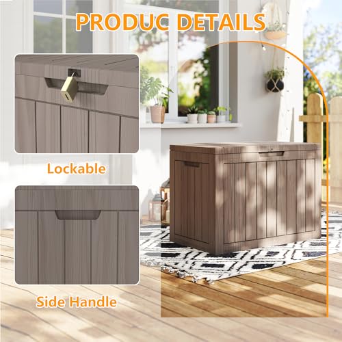 200 Gallon Deck Boxes Outdoor Waterproof (Light Brown / 200 GAL)