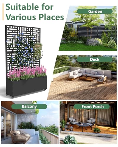 Metal Planter Box with Trellis (Black / 1pc)
