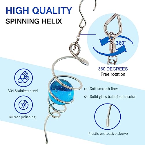 Gazing Ball Spiral Tail with Blue Glass Orb (005-blue)