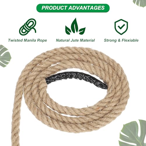 3 4" x 100 Ft Twisted Manila Rope Jute Rope Natural Thick Jute Rope Twine Burlap Rope for Docks Railings Bundling Craft Tug of War Decorating