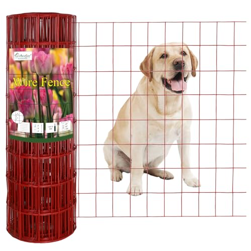 Red PVC Coated Welded Wire Fence 24" x 50' Roll (Red / 2''x3'' 16GA 24''x50')