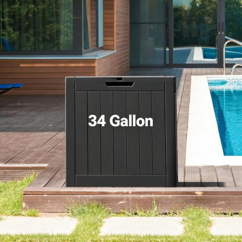 34 Gal Outdoor Storage Box Waterproof Lockable (34 Gallon / Black)