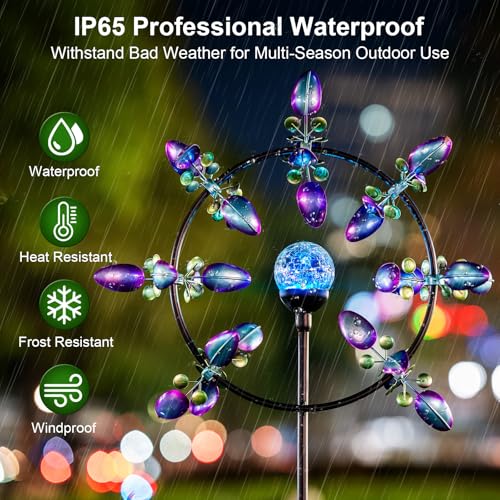 Large Peacock Solar Wind Spinner Outdoor