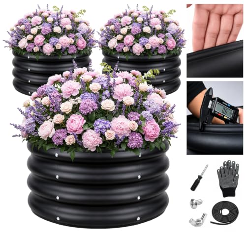 Round Raised Garden Bed Set (Black)