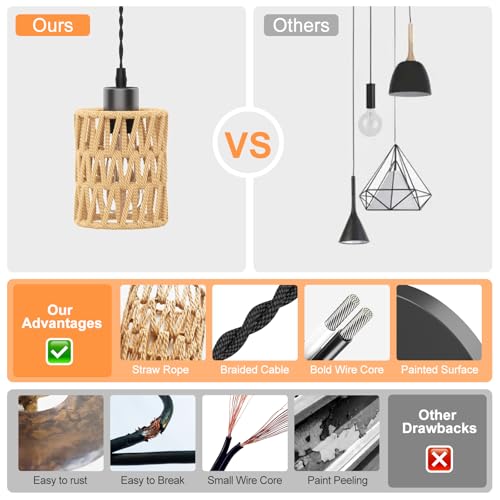 Farmhouse Hemp Rope Pendant Light
