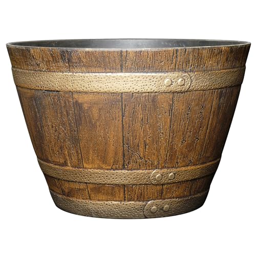 15" Jameson Barrel with Drainage in Distressed Oak