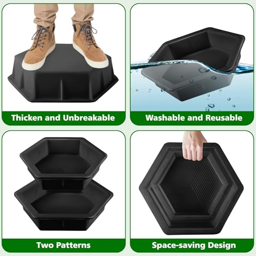 2 Size Hexagon Stepping Stone Mold (Black)