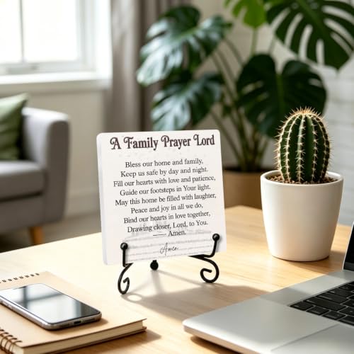 Christian Gifts Prayer Plaque for Home Book Shelf Table Decor 6.3x6.3 In 01 (Multicolor 1726 / Wooden sign with iron frame（6.3 x 6.3 inches）)