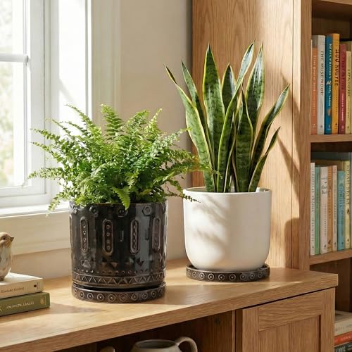 Plant Trays for Pots 7.5 Inch (7.5 Inch (2 Pack) / Black)