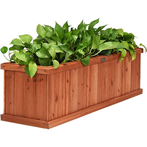 Raised Garden Bed Flower or Vegetable Planter Window Mounted Plant Box for Garden (Orange / 40"x12"x12")