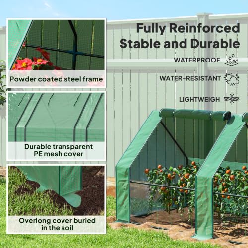 12' x 3' x 3' Mini Greenhouse Portable with Zippered Doors Green (Green / 12' x 3' x 3')