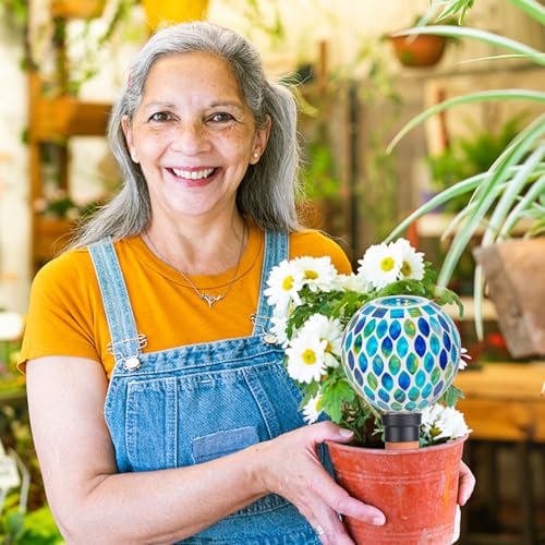 Mosaic Plant Watering Globes 2 Pack Terracotta Watering Spikes (Red+blue)
