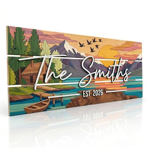 Lake House Sign (Mountain Lake and Sun / Standard)