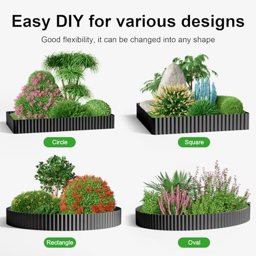 Corrugated Garden Edging Border (Glossy Black / 12 Inch×50 Ft)