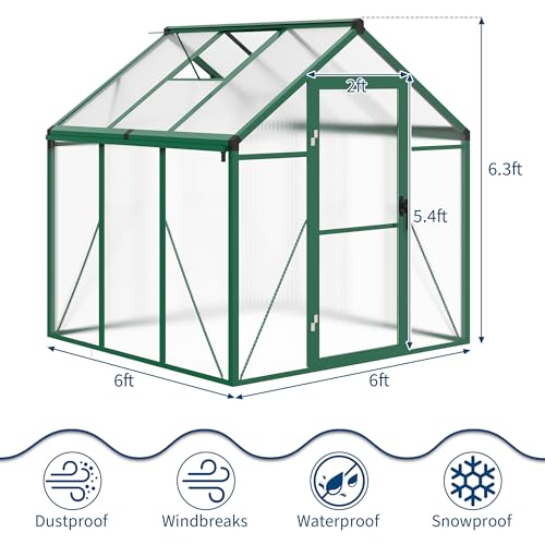 6 x 6 FT Greenhouse (Green / 6x6FT)