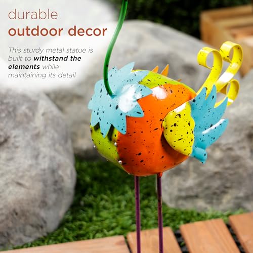 LAZ328HH Quirky Metal Rainbow Bird Decor (21" Multicolor Bird)