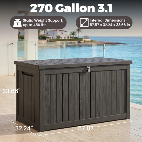Outdoor Storage Box (Black / 270 Gallon 3.1 XXL)
