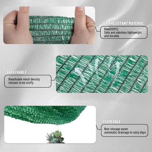 Sun Shade Cloth with Grommets for Garden (12FTx20FT / 70% Shade-Dark Green)