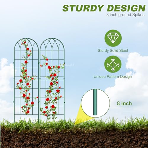 4 Pack Garden Trellis for Climbing Plants (59''H x 16''W/4 Pack / Green)